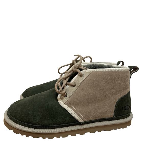Ugg Neumel Two Tone Suede Lace Up Chukka Boots Mens US 9 EU 42 Shearling Lined - Picture 4 of 12